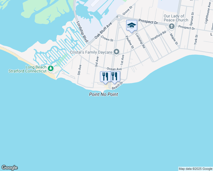 map of restaurants, bars, coffee shops, grocery stores, and more near 9 Washington Parkway in Stratford