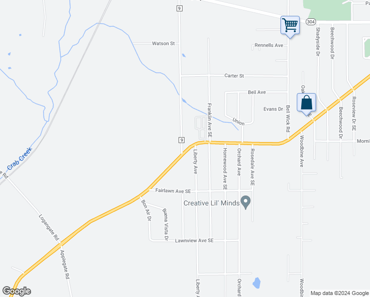 map of restaurants, bars, coffee shops, grocery stores, and more near 5885 Youngstown Hubbard Road in Hubbard