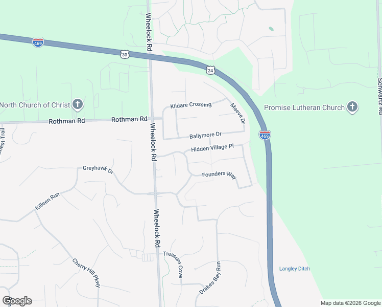 map of restaurants, bars, coffee shops, grocery stores, and more near 9516 Hidden Village Pl in Fort Wayne
