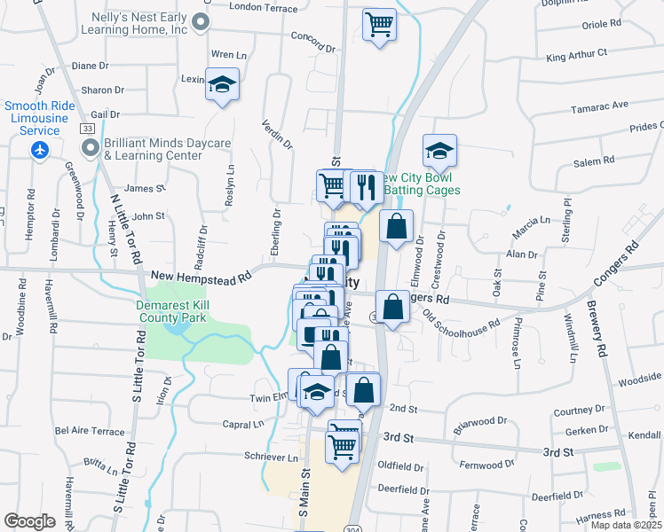 map of restaurants, bars, coffee shops, grocery stores, and more near in New City