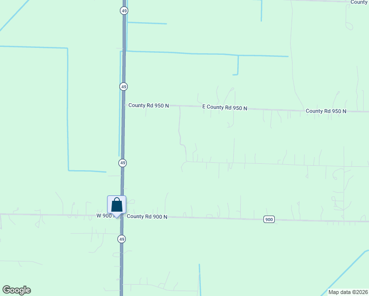 map of restaurants, bars, coffee shops, grocery stores, and more near 198 East County Road 950 North in Wheatfield