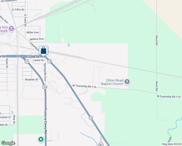 map of restaurants, bars, coffee shops, grocery stores, and more near 853 Davoli Street in Fostoria