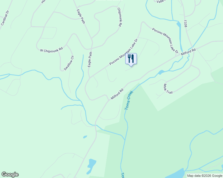 map of restaurants, bars, coffee shops, grocery stores, and more near 370 Pocono Mountain Lake Drive in Pike County