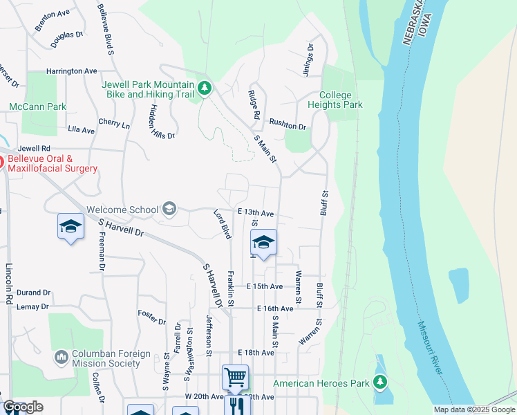 map of restaurants, bars, coffee shops, grocery stores, and more near 202 East 13th Avenue in Bellevue