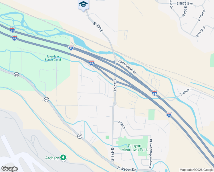 map of restaurants, bars, coffee shops, grocery stores, and more near 6526 South Aspen Lane in South Weber