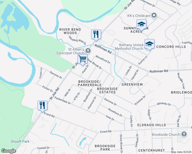 map of restaurants, bars, coffee shops, grocery stores, and more near 7220 Bradford Dr in Fort Wayne