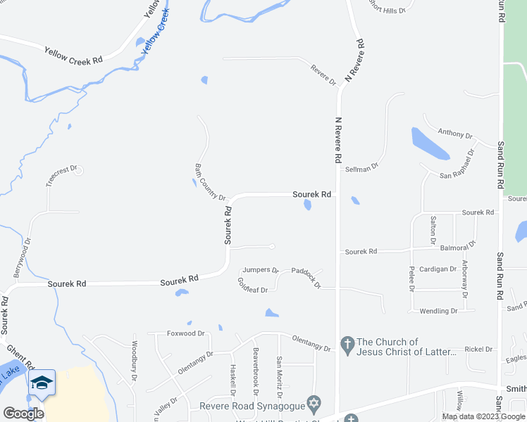 map of restaurants, bars, coffee shops, grocery stores, and more near 2864 Sourek Road in Akron