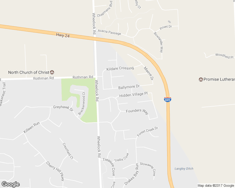 map of restaurants, bars, coffee shops, grocery stores, and more near 9516 Hidden Village Place in Fort Wayne