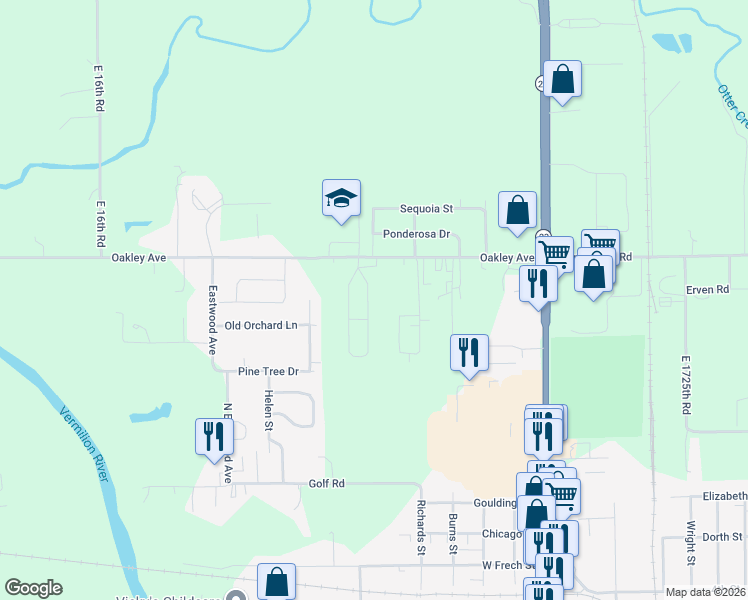 map of restaurants, bars, coffee shops, grocery stores, and more near 4 Memory Lane in Streator
