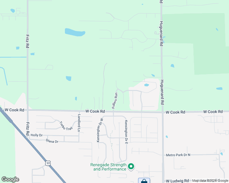 map of restaurants, bars, coffee shops, grocery stores, and more near 4308 West Cook Road in Fort Wayne