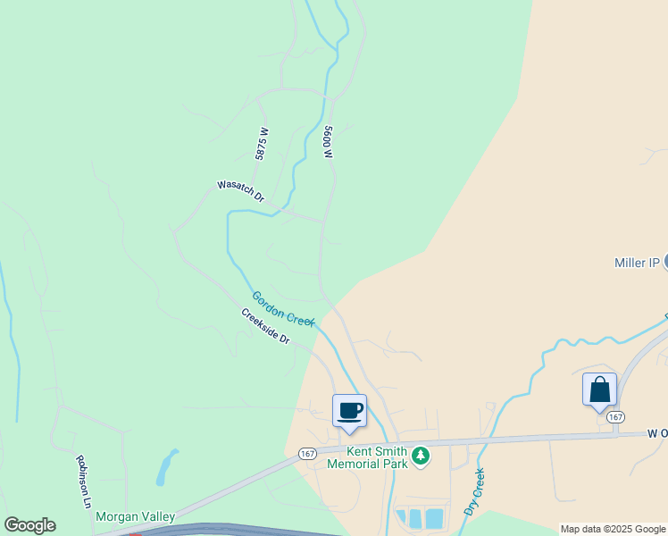 map of restaurants, bars, coffee shops, grocery stores, and more near 6136 Highland Drive in Morgan