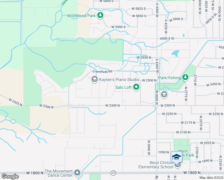 map of restaurants, bars, coffee shops, grocery stores, and more near 2413 North Eurasian Crane Road in Clinton