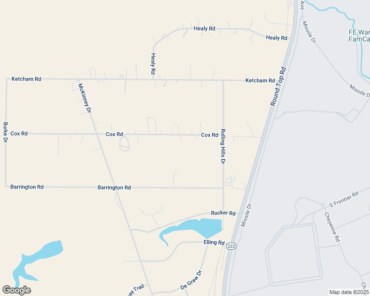 map of restaurants, bars, coffee shops, grocery stores, and more near 7419 Cox Road in Cheyenne