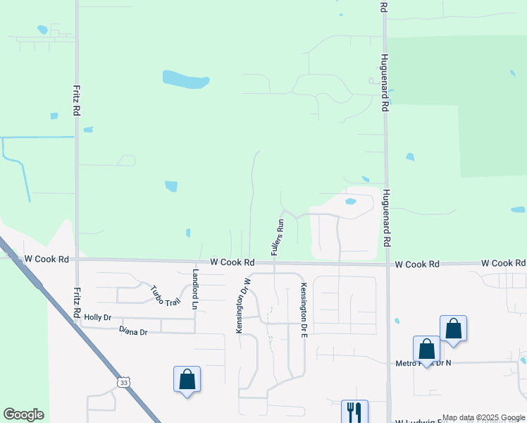 map of restaurants, bars, coffee shops, grocery stores, and more near 4420 W Cook Rd in Fort Wayne