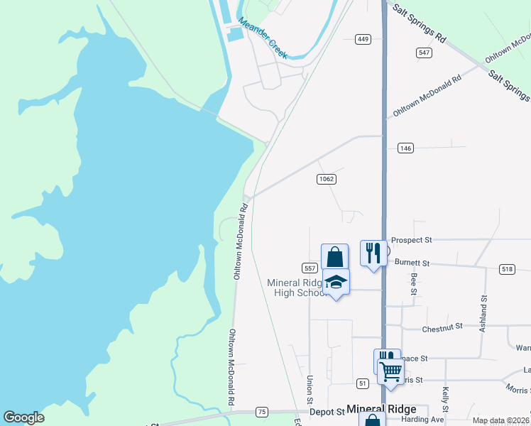 map of restaurants, bars, coffee shops, grocery stores, and more near 1218 Ohltown McDonald Road in Mineral Ridge