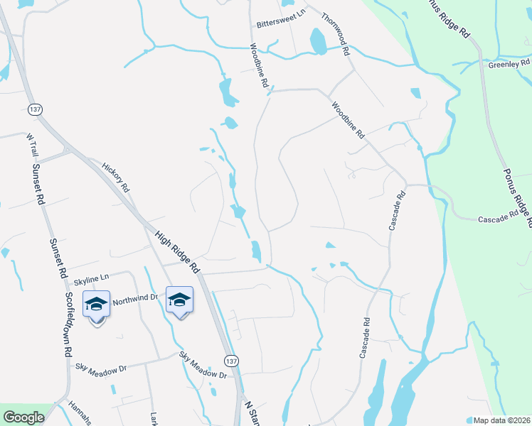 map of restaurants, bars, coffee shops, grocery stores, and more near 177 Cedarwood Road in Stamford