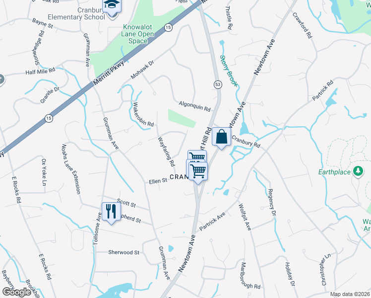 map of restaurants, bars, coffee shops, grocery stores, and more near 7 Stonecrop Road South in Norwalk