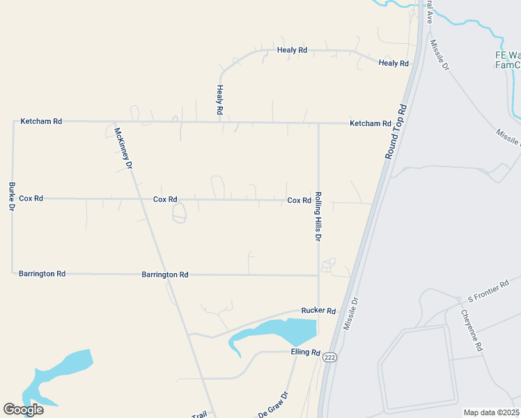 map of restaurants, bars, coffee shops, grocery stores, and more near 7419 Cox Road in Cheyenne