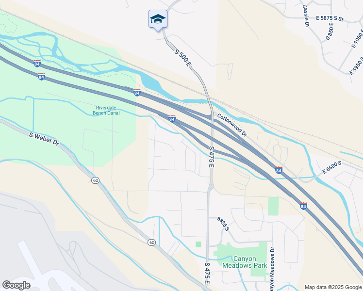 map of restaurants, bars, coffee shops, grocery stores, and more near 6471 South Aspen Lane in South Weber