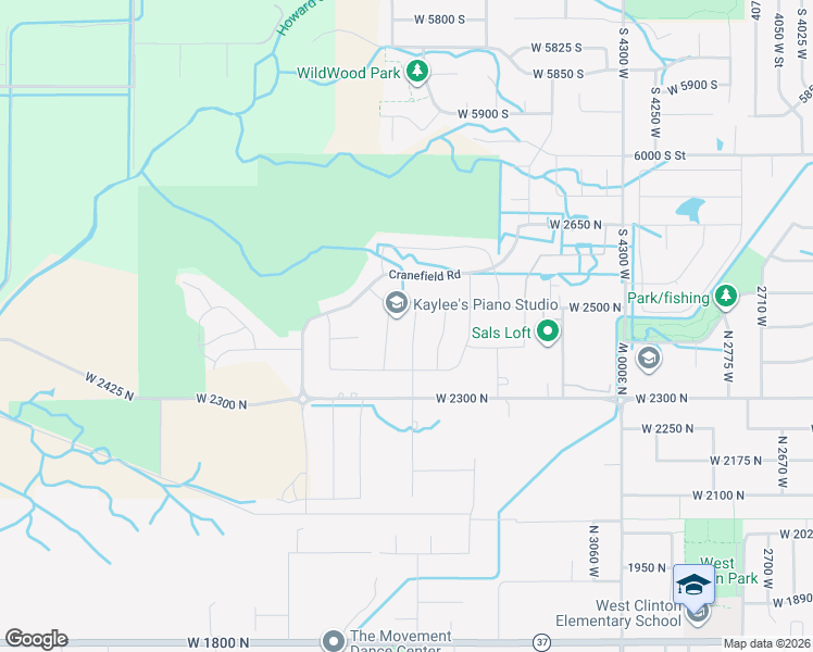 map of restaurants, bars, coffee shops, grocery stores, and more near 2462 North Stanley Crane Drive in Clinton