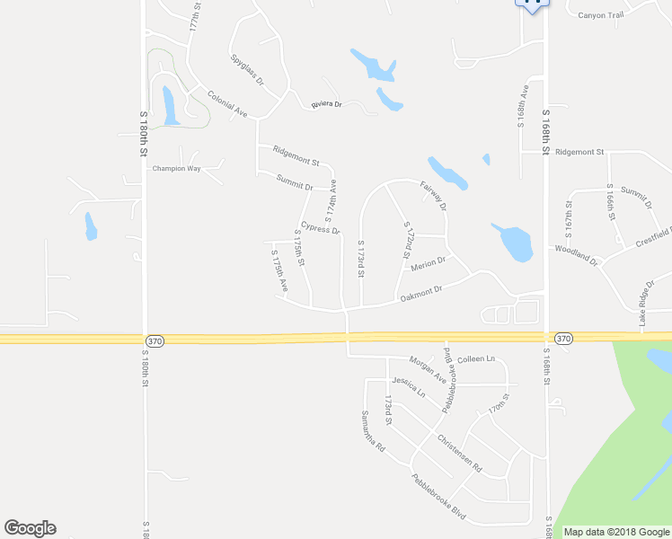 map of restaurants, bars, coffee shops, grocery stores, and more near 11010 South 174th Street in Omaha