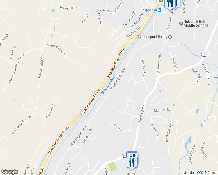 map of restaurants, bars, coffee shops, grocery stores, and more near 526 Washington Avenue in Pleasantville