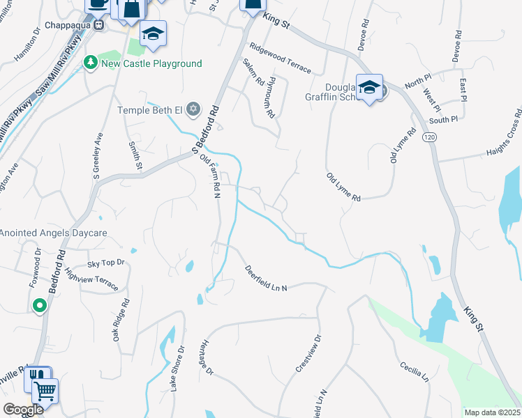map of restaurants, bars, coffee shops, grocery stores, and more near 153 Birchwood Close in Chappaqua