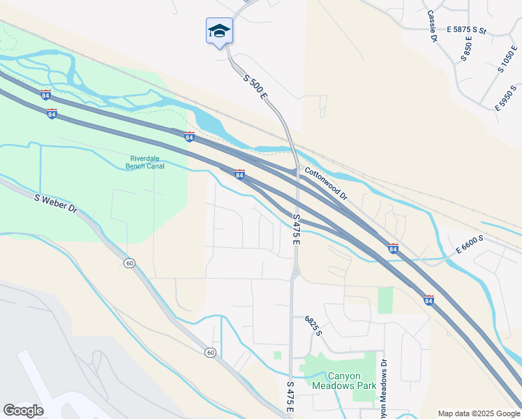map of restaurants, bars, coffee shops, grocery stores, and more near 6466 South Aspen Lane in South Weber