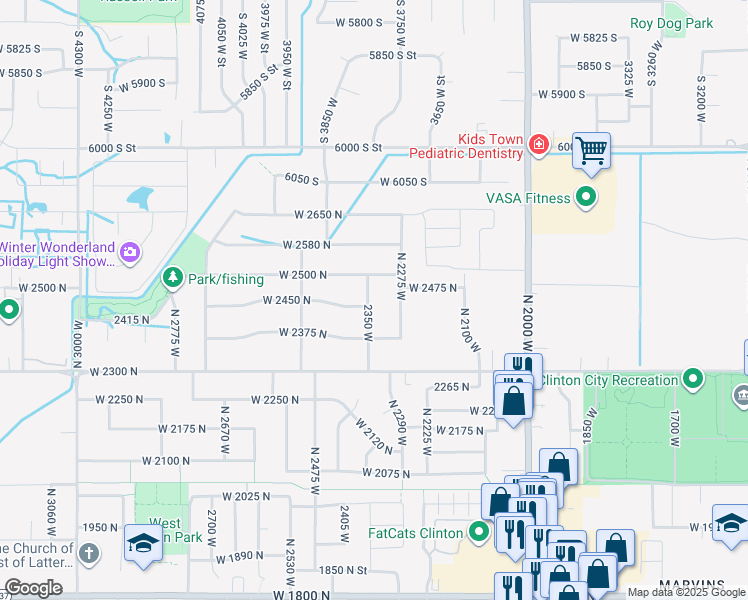 map of restaurants, bars, coffee shops, grocery stores, and more near 2462 2350 West in Clinton