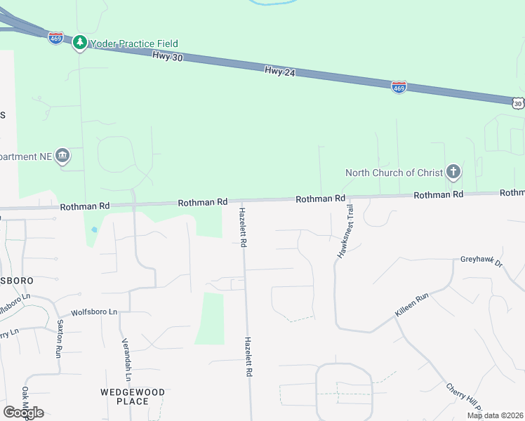 map of restaurants, bars, coffee shops, grocery stores, and more near 7914 Rothman Road in Fort Wayne