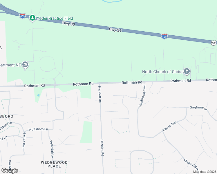 map of restaurants, bars, coffee shops, grocery stores, and more near 7914 Rothman Road in Fort Wayne