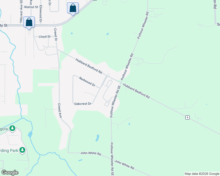 map of restaurants, bars, coffee shops, grocery stores, and more near 5 Timber View Drive in Hubbard