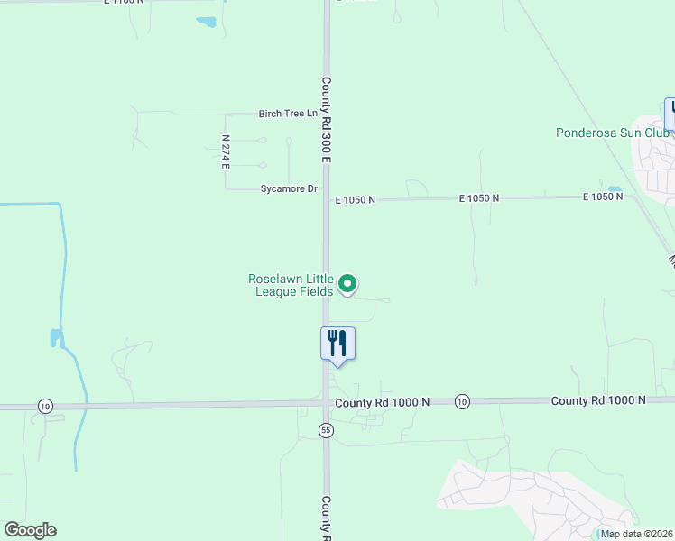 map of restaurants, bars, coffee shops, grocery stores, and more near 10277 Indiana 55 in De Motte