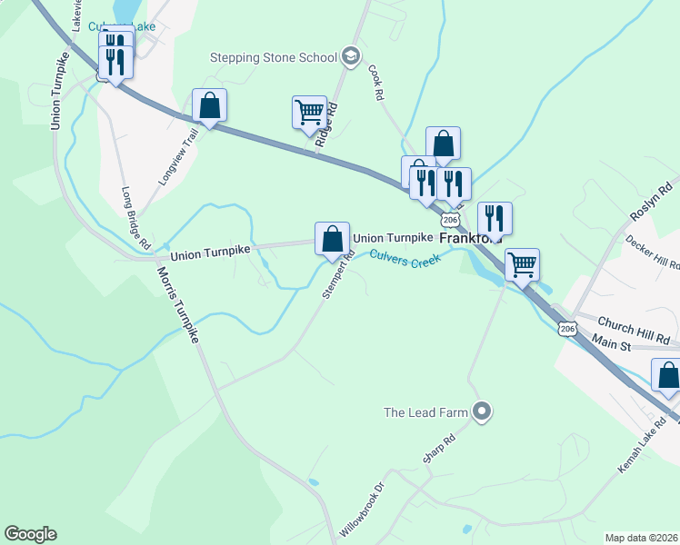 map of restaurants, bars, coffee shops, grocery stores, and more near 6 Stempert Road in Branchville