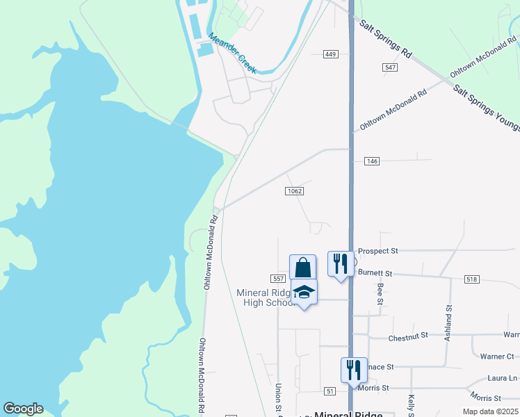 map of restaurants, bars, coffee shops, grocery stores, and more near 1238 Ohltown McDonald Road in Mineral Ridge
