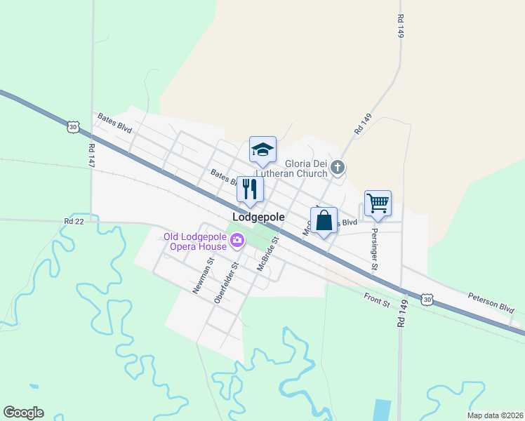 map of restaurants, bars, coffee shops, grocery stores, and more near in Lodgepole