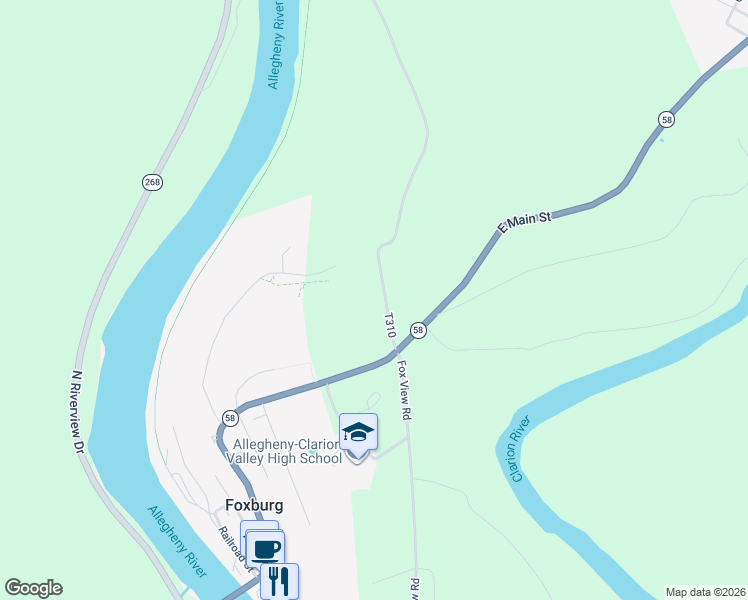 map of restaurants, bars, coffee shops, grocery stores, and more near 38-328 Metz Road in Parker