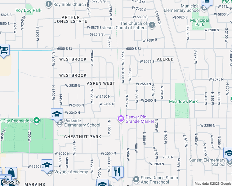 map of restaurants, bars, coffee shops, grocery stores, and more near 2466 North 1050 West in Clinton