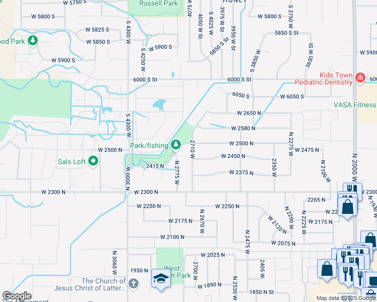 map of restaurants, bars, coffee shops, grocery stores, and more near 2477 2710 West in Clinton