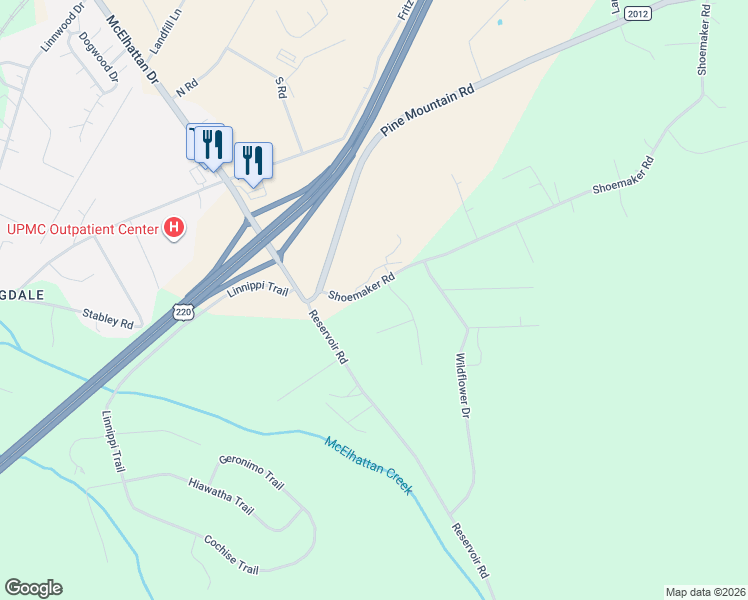 map of restaurants, bars, coffee shops, grocery stores, and more near 67 Reservoir Road in Lock Haven