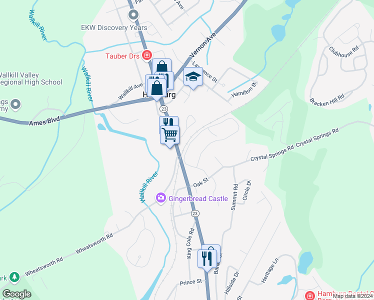 map of restaurants, bars, coffee shops, grocery stores, and more near 177 Falcon Ridge Way North in Hamburg