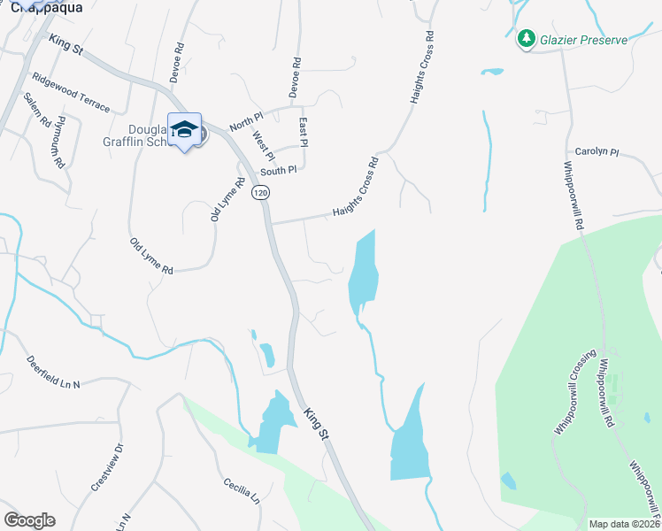 map of restaurants, bars, coffee shops, grocery stores, and more near 1 Autumn Way in Chappaqua