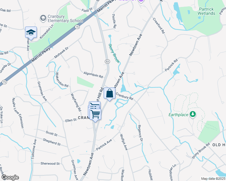 map of restaurants, bars, coffee shops, grocery stores, and more near 400 Newtown Avenue in Norwalk