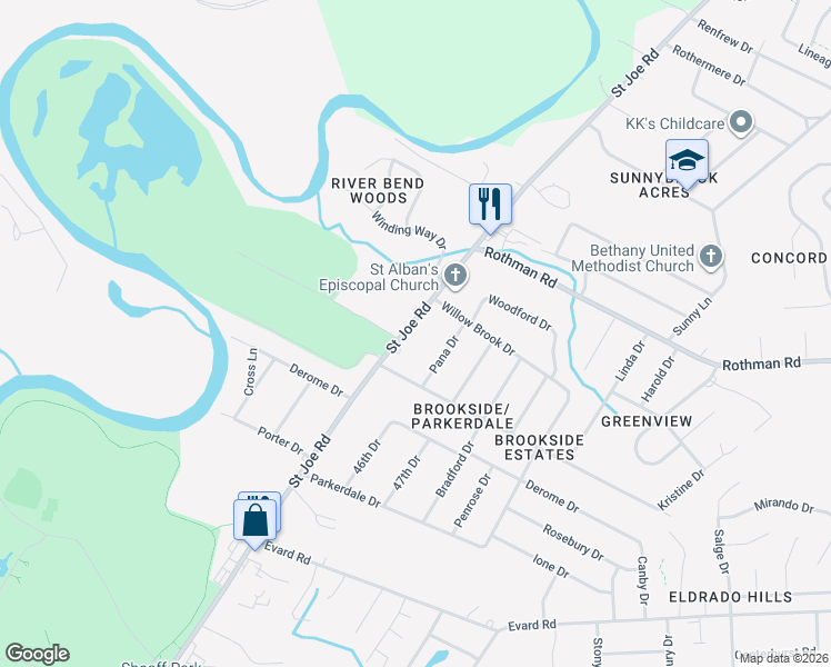 map of restaurants, bars, coffee shops, grocery stores, and more near 7233 Pana Dr in Fort Wayne