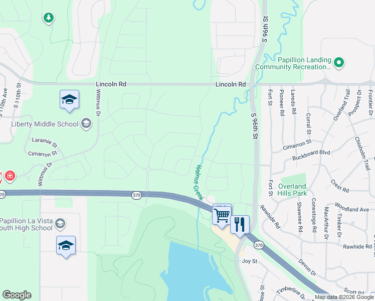 map of restaurants, bars, coffee shops, grocery stores, and more near Strategic Air Command Memorial Highway in Papillion