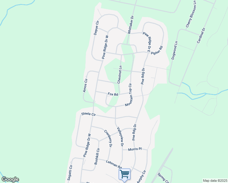 map of restaurants, bars, coffee shops, grocery stores, and more near 2130 Fox Road in Bushkill