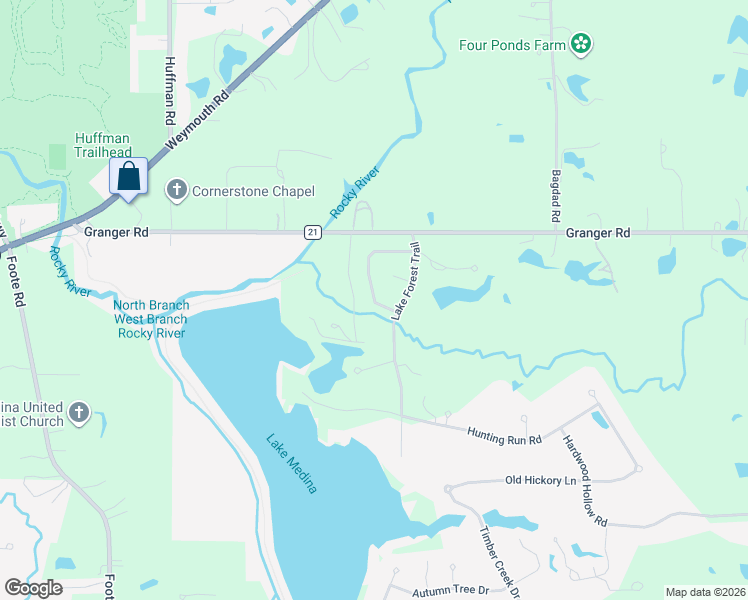 map of restaurants, bars, coffee shops, grocery stores, and more near 3846 Falcon Ridge Drive in Medina