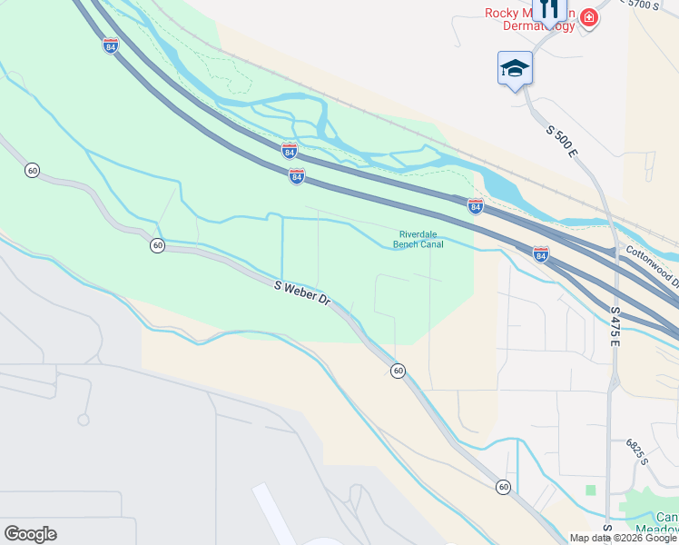 map of restaurants, bars, coffee shops, grocery stores, and more near 126 South Weber Drive in South Weber