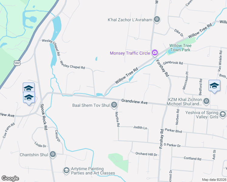 map of restaurants, bars, coffee shops, grocery stores, and more near 203 Grandview Avenue in Suffern