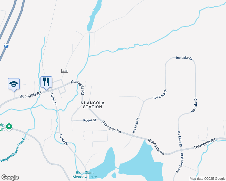 map of restaurants, bars, coffee shops, grocery stores, and more near 25 Wildwood Lane in Mountain Top